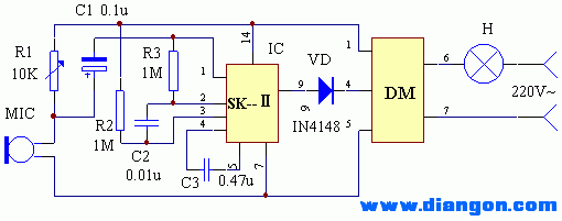 声控灯开关电路图