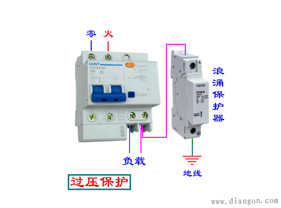 单相浪涌保护器接线图_浪涌保护器安装接线图