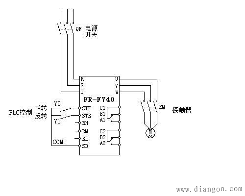 变频器控制电机正反转接线图