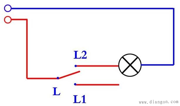 一个双控开关控制一盏灯接线图