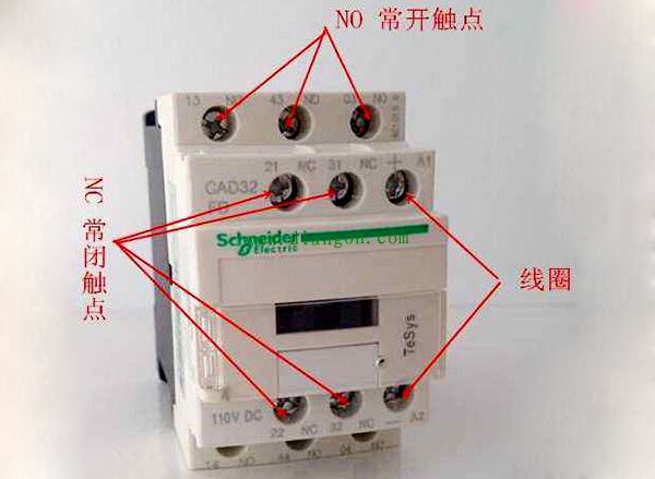交流接触器和继电器常开常闭触点电气符号