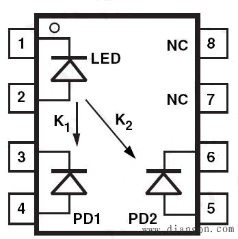图四 光电耦合器之内部结构图 可控硅接收型 6脚封装图三 光电耦合器