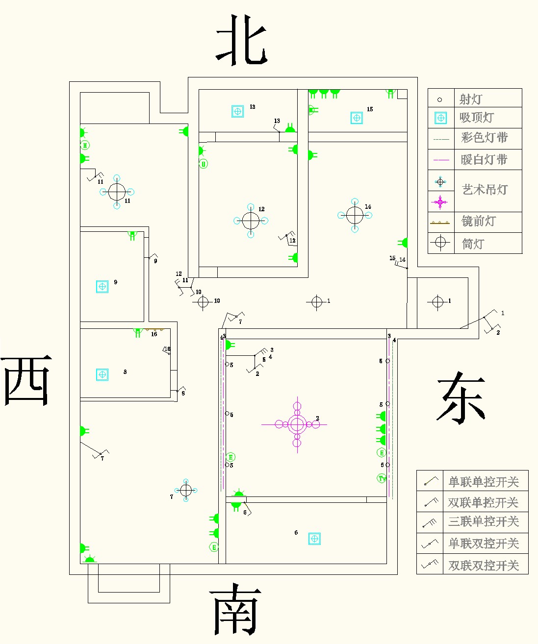 标准三室一厅cad图自己设计,电路图,布局是否合理