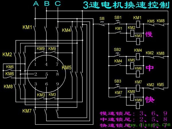 三速电机控制原理图