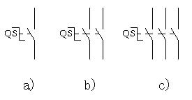 当在电路中用作隔离开关时,其图形符号见图,其文字标注符为qs,有单极