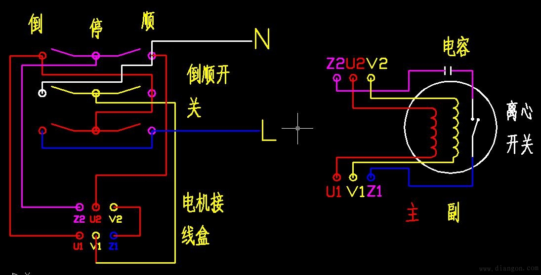 单相电机正反转接线图详解- 电动机_电工